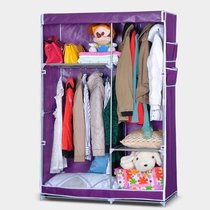 索尔诺加固加大双挂式组合简易布衣柜带侧袋双向拉链开门1404(紫色 1404)