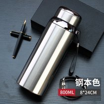 超大容量全钢316不锈钢保温杯男女泡茶杯1L户外车载水杯1000m杯子(加厚钢本色800ml+杯刷（合适款）)