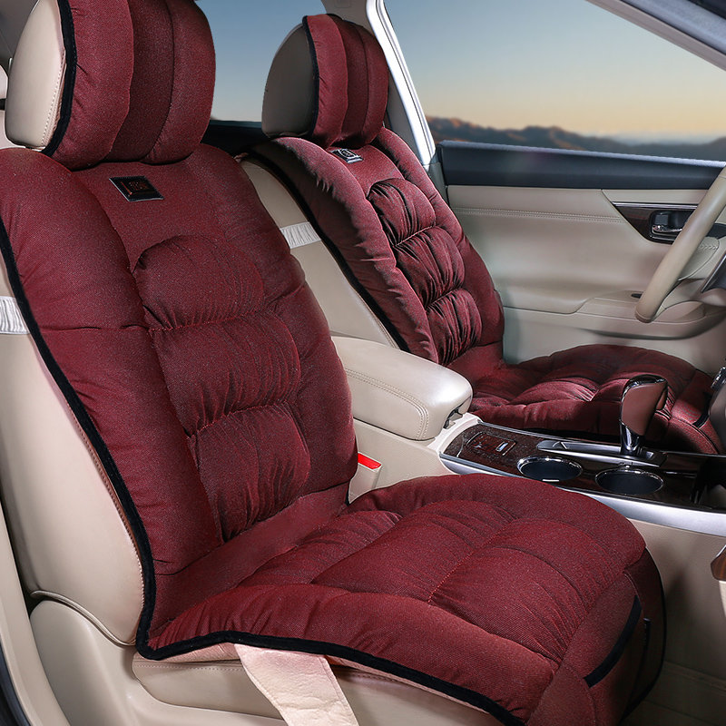 沿途毛绒座垫冬季车垫套汽车毛垫汽车坐垫尚品之尊酒红色
