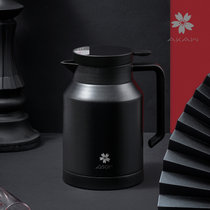 日本AKAW不锈钢双层咖啡保温壶咖啡壶水壶真空隔热水壶办公室水瓶(经典黑)