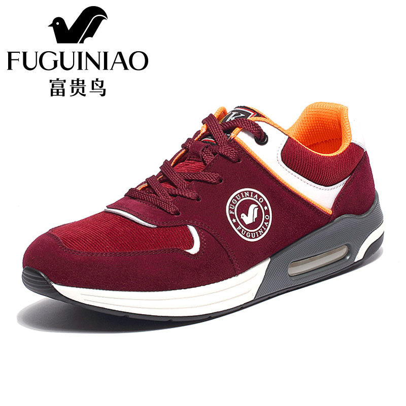 富贵鸟男鞋夏季透气减震气垫鞋男运动鞋系带跑步鞋时尚潮鞋休闲鞋(酒
