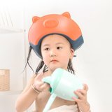 宝宝洗头儿童挡水帽防水护耳护眼硅胶皇冠浴帽小孩洗澡洗发帽7ya(小猪款珊瑚红 可调节)