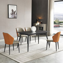 富莱克岩板轻奢餐桌现代简约家用小户型长方形经济型北欧餐桌椅组合[88餐台&706餐椅组合](黑色餐桌)