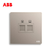 ABB官方旗舰店轩致无框朝霞金色系列USB+五孔一开单控双控错位二三插三孔16A电视电话电脑六类网插86型家用面板(电话电脑AF323-PG)