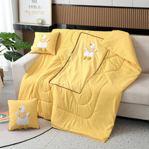 抱枕被两用加厚午睡枕头被车载靠枕被四季通用二合一办公室折叠毯(黄色)
