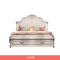 美式床实木双人床1.8米主卧婚床1.5米欧式公主床现代简约卧室家具(无软包单床 1800mm*2000mm)