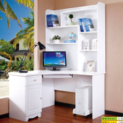 【免费送货安装】简欧电脑桌 简约现代书桌书架组合 哑白色家用桌(E-8818+88E)