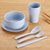 小麦秸秆燕麦早餐碗带勺子家用小碗单个塑料碗儿童汤饭碗餐具套装(小麦碗-蓝色6件套)