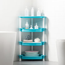 茶花塑料置物架卫生间脸盆架收纳架厨房用品储物架置地厕所整理架(蓝色)