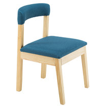 一米色彩 实木复古餐椅简约酒店椅成人靠背书桌椅休闲家用咖啡椅(蓝色 实木框架)