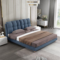 A家家具 双人床现代简约布艺床婚床1.8米可拆洗布艺软靠床DA0183(蓝色 1.5米架子床+床头柜*2)