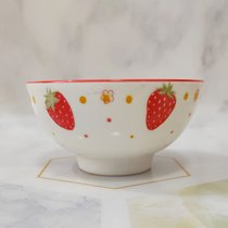 新款陶瓷碗4.5英寸家用米饭碗6个10装创意网红可爱餐具可入微波炉(4.5直口草莓 10个装 默认版本)