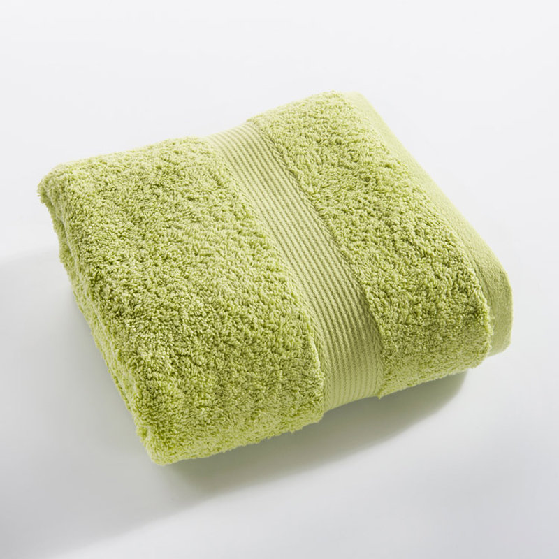 加大男女情侣长绒棉浴巾吸水柔软 加厚抹胸浴巾(素缎长绒棉浴巾鹅黄绿