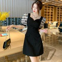 MISS LISA赫本风小黑裙女装小个子短袖连衣裙B1065(黑色 XL)