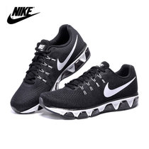 NIKE耐克男鞋女鞋跑步鞋 MAX 2016全掌气垫飞线情侣款休闲透气运动鞋(805941-001黑白)