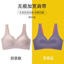 帕兰朵无痕内衣女无钢圈春夏薄款聚拢收副乳运动美背文胸 泰国乳胶2件装(肤色_灰紫【两件装】 均码 M【80-110斤】)