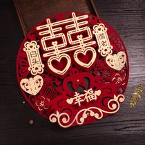 结婚喜字门贴大门装饰婚房布置男方女方婚礼立体窗花贴纸婚庆用品(直径38.5CM（贴房门、客厅） 贴金立体白头偕老款（2张）)