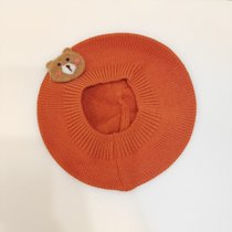 SUNTEKins秋冬新款韩版婴幼儿童洋气针织帽贝雷帽子宝宝柔软画家毛线帽(约7个月-4岁（46-52cm）有弹性 西瓜红（卡通）)