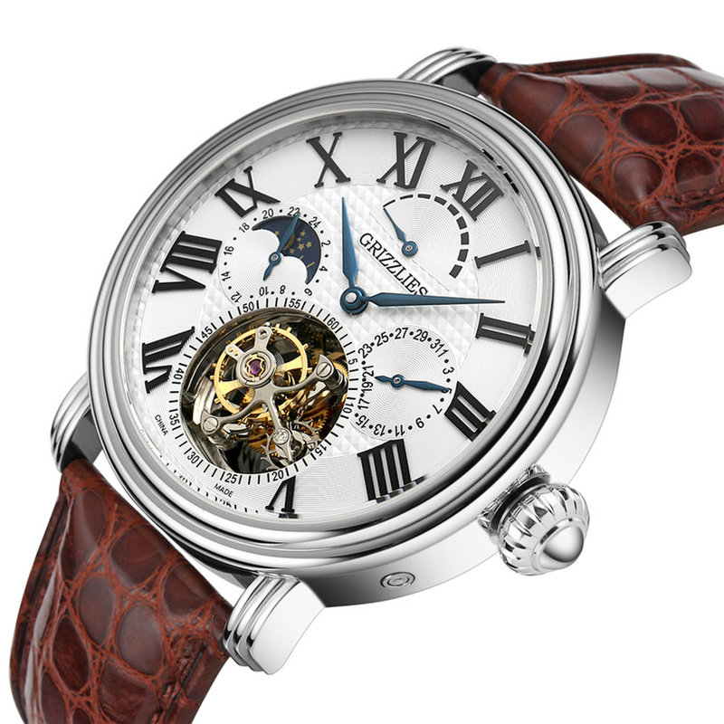 【gt-01b瑞士品牌表皮带白盘灰熊gt-01b图片】grizzlies灰熊瑞士机械