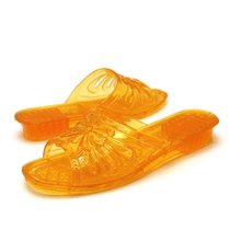 SUNTEK果冻透明水晶塑料平跟女拖鞋女士夏季坡跟厚底室外凉拖鞋塑胶大码(10号(37码) 黄色)