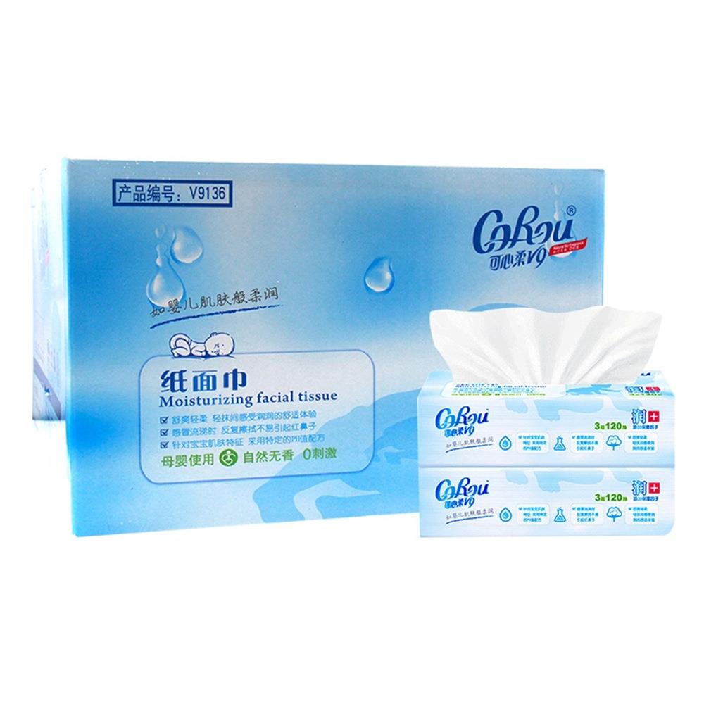 超市-0-6个月可心柔V9润+添加保湿因子抽取式面巾纸3层120抽*4包*4提(1)