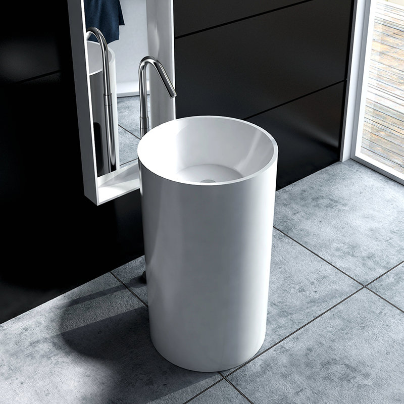 【其他品牌gm-3001面盆图片】落地式立柱盆 洗手盆独立一体式 人造石