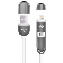 aigo 爱国者 DL102 二合一通用USB数据线/充电线 1米 白色 适于IPhone5s/6/6s/6s plus/三星/小米/魅族/HTC/华为等
