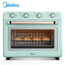 美的（Midea）家用多功能台式电烤箱PT3511机械式操控精准双控时专业烘焙烘烤面包35升大容量高颜值内置炉灯(淡雅绿 热销)
