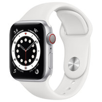 Apple Watch Series 6智能手表 GPS+蜂窝款 44毫米银色铝金属表壳 白色运动型表带 MG2C3CH/A