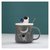 创意ins星空宇航员礼物水杯卡通陶瓷马克杯带盖勺家用牛奶咖啡杯kb6(灰宇航员+勺盖(普通装))