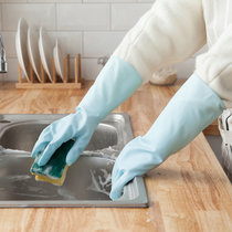 家务清洁乳胶手套厨房清洁刷洗碗橡胶手套家用洗衣防水PVC手套(蓝色 默认)