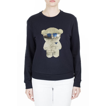 emporioarmani女士海军蓝色小熊印花圆领卫衣2jvtz092238海军蓝色时尚