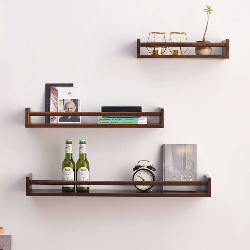 家逸 北欧创意墙上置物架实木墙壁置物架隔板装饰架书架墙面搁架客厅