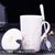 十二星座马克杯创意陶瓷杯带盖勺家用喝水杯子办公茶杯情侣咖啡杯(天蝎座（白）)