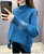 针织衫女2022春装新款宽松外穿半高领打底衫女提花百搭毛衣上衣422(蓝色 均码)