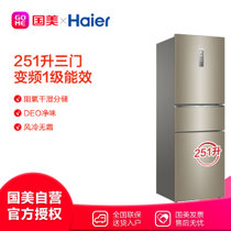 海尔(Haier)BCD-251WDPTU1 251升 三门 冰箱 干湿分储 炫金