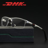 新款铝镁眼镜框 男士运动款平光镜 半框光学可配近视眼镜架3121(黑框白片)
