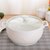 家用双耳带盖陶瓷汤窝创意炖盅纯白大号容量饭汤碗汤盆微波炉包邮(2600ML白色浮雕款（玻璃盖）)