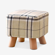 家逸 创意换鞋凳实木圆凳 布艺方墩小矮凳  沙发凳(条纹色 方形)