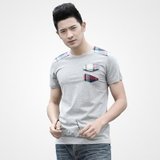 [格斯帝尼]GESSDIMER 2013夏装新款 男士休闲短袖圆领T恤13455(灰色 L)