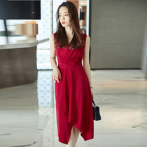 MISS LISA韩版时尚气质中长款连衣裙女式修身显瘦打底裙YS3323(红色 XL)