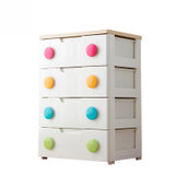 爱丽思IRIS日本环保树脂 儿童彩色扣四层抽屉式整理储物收纳柜HG-554(原木色天板)