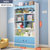 书架落地简易家用儿童客厅卧室小户型置物架网红书柜一体靠墙柜子(蓝白带柜门80X24X167cm)