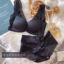 新品黛安芬文胸出口日本轻木棉背心前扣美背性感无钢圈聚拢内衣女(6319黑色蕾丝版套装 70B)