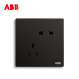 ABB官方旗开关插座面板轩致无框星空黑色系列USB+五孔一开单控双控错位二三插三孔16A电视电话电脑六类网插86型家用(五孔AF205-885)