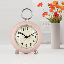 汉时创意闹钟时尚静音挂钟现代卧室家用时钟简约学生夜灯台钟HA06(粉色-3寸)