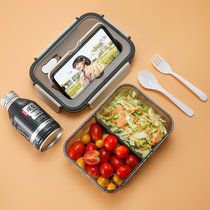 分隔食品级PP饭盒上班族学生用分隔型餐盒加厚可加热PP食品级塑料便当盒(北欧米2格)
