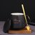 陶瓷水杯子创意个性家用刻字马克杯带盖勺咖啡杯北欧轻奢复古定制(黑色亚光带盖勺+竹垫)
