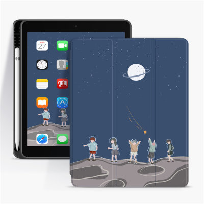 2019款苹果ipadair保护套带笔槽10.5英寸苹果平板电脑AIR3三折软保护壳卡通彩绘防摔支架智能休眠翻盖皮套(图12)