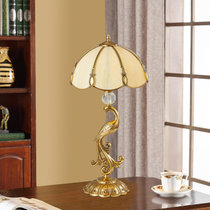 欧菲玛丽 装饰台灯欧式美式乡村奢华卧室床头客厅全铜LED灯具(暖光光源 B款35*72CM)